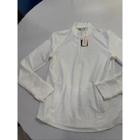 NWT Tommy Bahama Womens Golf Half Zip Performance LS WHITE Jacket UPF50 MEDIUM - Picture 2 of 13